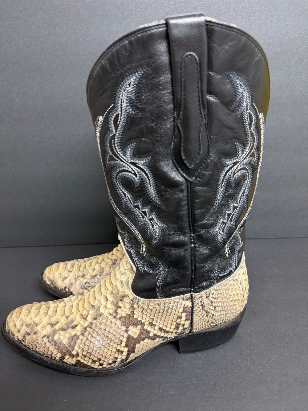 J.B. Dillon Sz 9.5 D Men’s Python Skin Western Cowboy Boots JBR 1001 D Hand Made